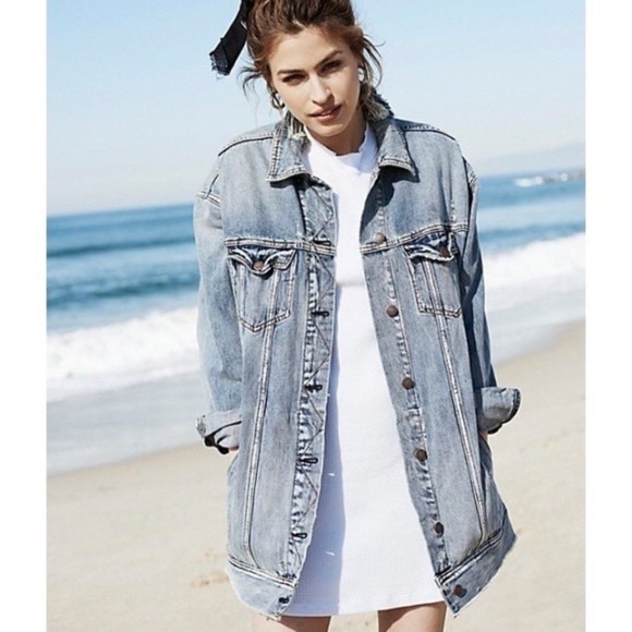 Free People Oversized Boyfriend Denim Jacket - XS/S